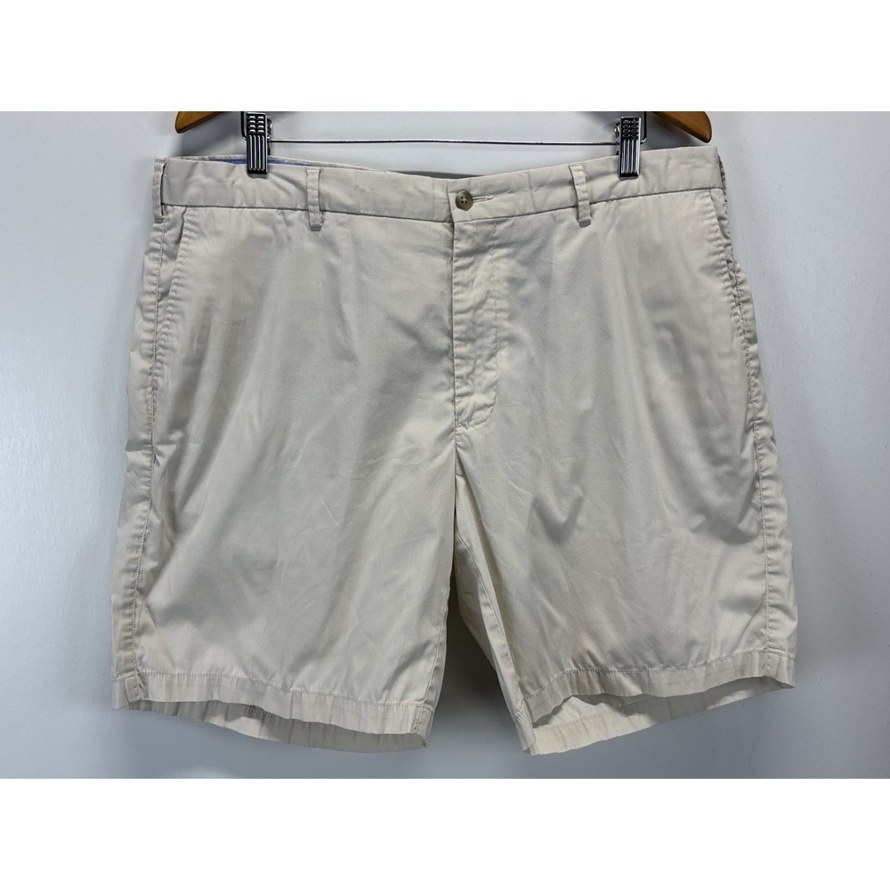 Peter Millar Shorts Mens 38 Khaki Beige Crown Comfort Flat Front 8" Inseam Golf